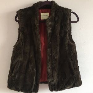 Faux brown fur vest
